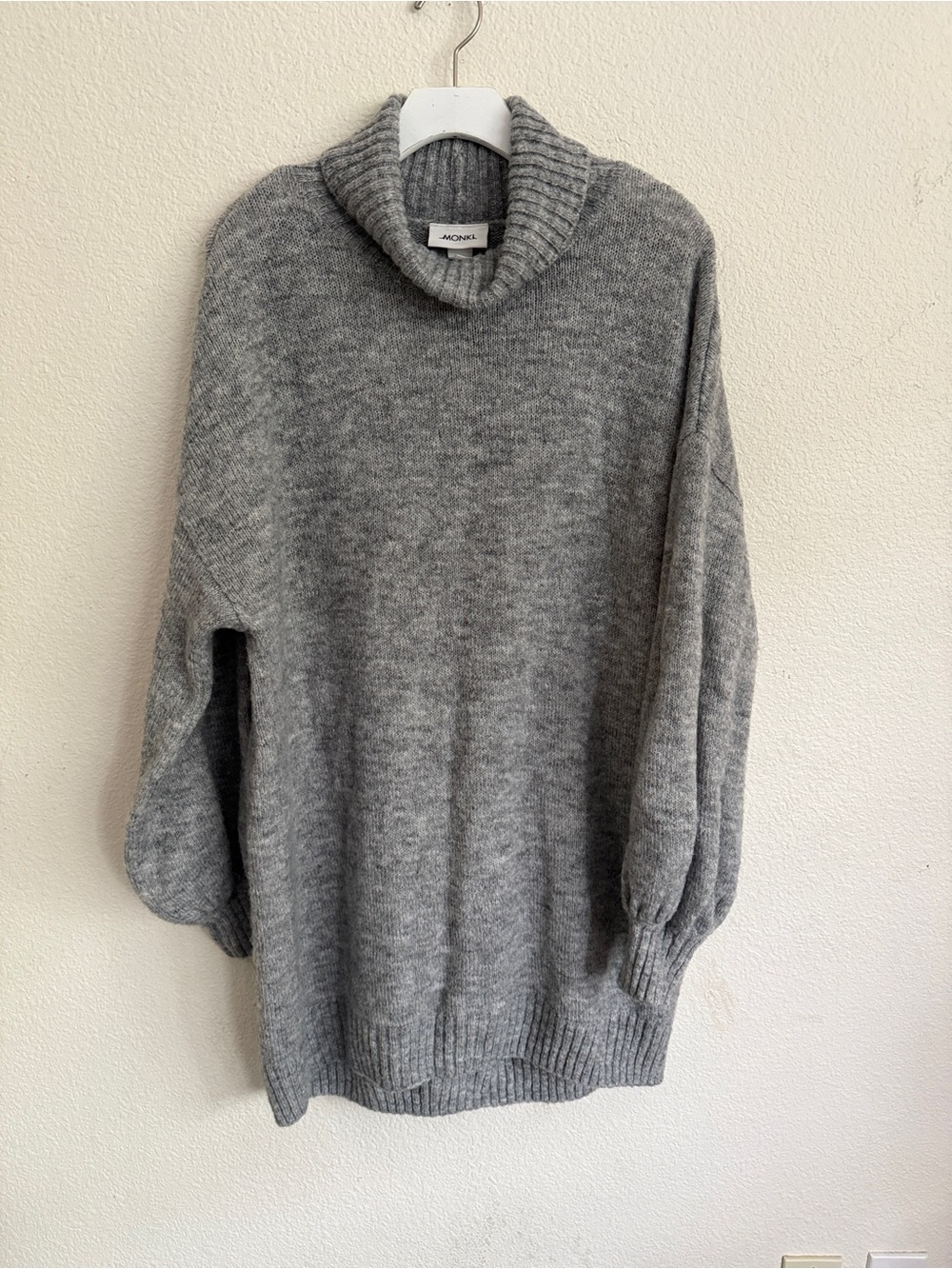 Monki Gray Oversized Cowl Neck Sweater Dress size Medium